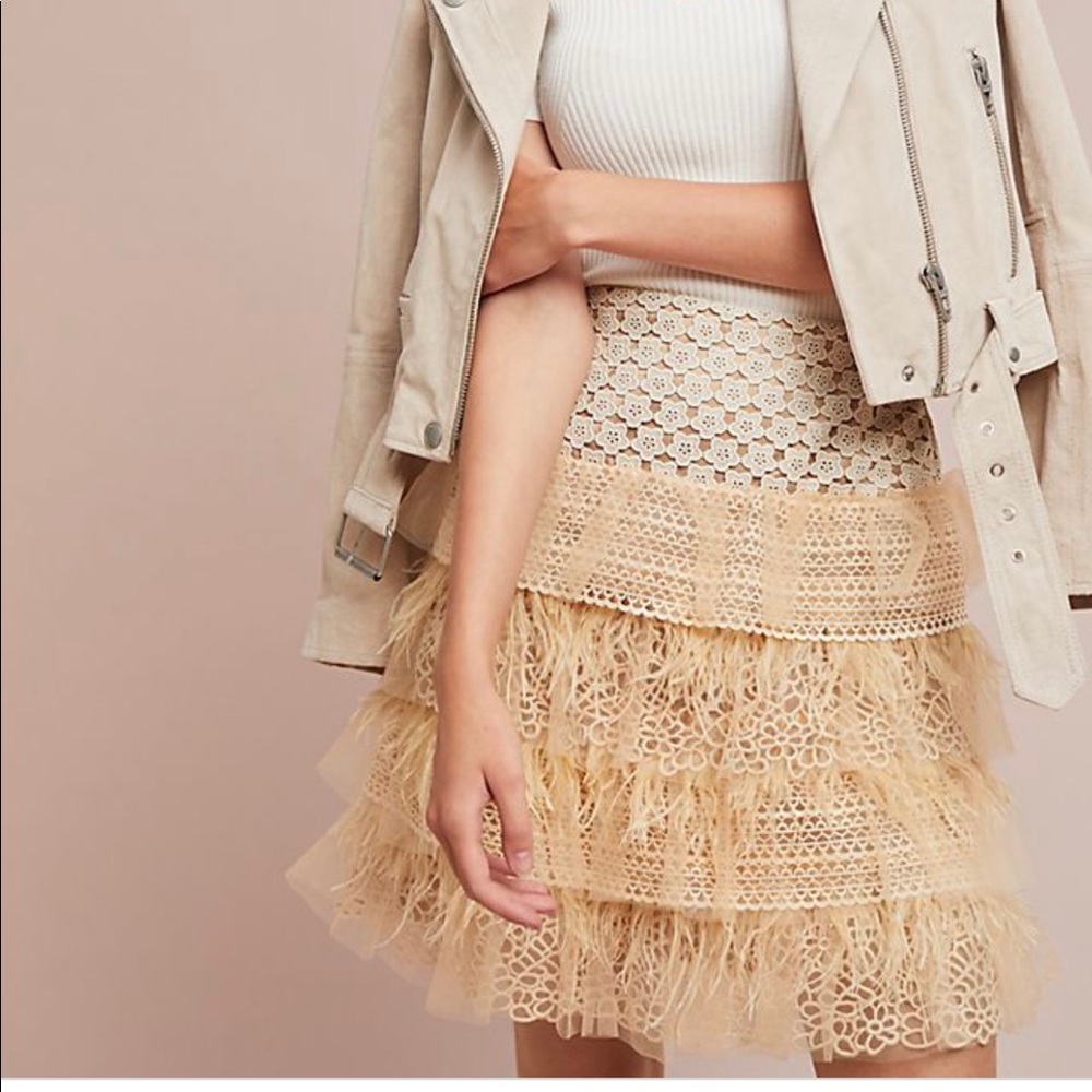 VEUC- Feathered Lace Mini Skirt By Bronx&Banco